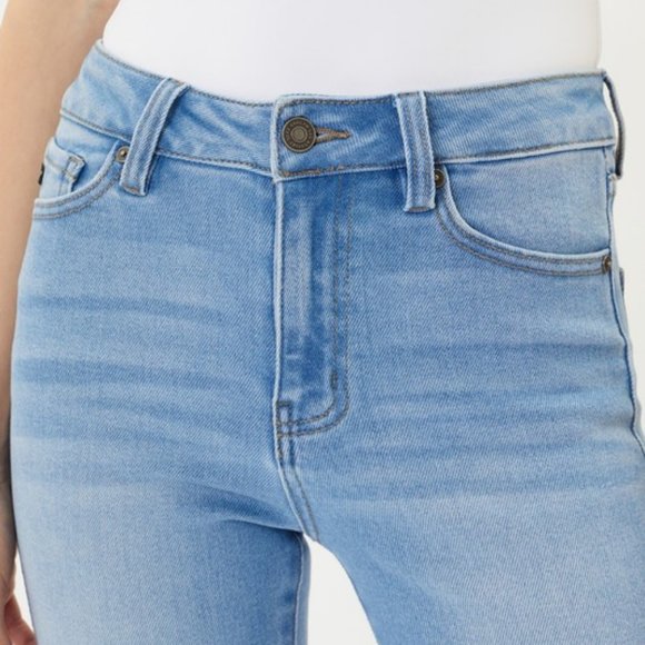 NEW KANCAN DENIM FLARE BOHEMIAN HIGH RISE JEANS size 15/31 slenderizing boho - Picture 5 of 6